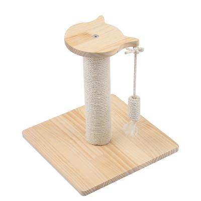 China Viable Funny Sisal Cat Condo Dangling Toys Columns Activity Tower Cat Scratcher Small Climbing Tree Upright Single Cat Tree for sale