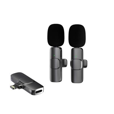 China Detachable Amazon Mini Live Smart Wireless Lavalier Lavalier Lapel Stereo Sound Microphone Lavalier Microphone Canceling Live Vlog Sing For iPhone for sale