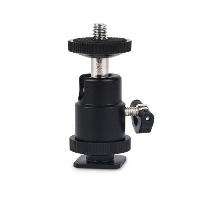 China 2020 Hot Selling Light Weight Mini Tripod Ball Head Mount Gimbal Ball Head with Hot Shoe Mount Adapter Bracket for Camera Tripod for sale