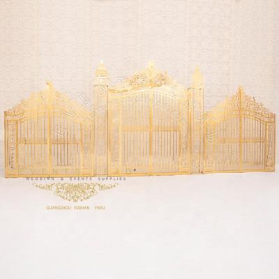 China Durable Gold Door With Luxury Pattern Wedding Backdrop Decoration Stage Party Supplies for sale