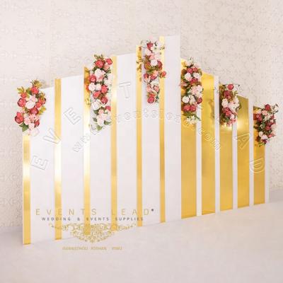 China Pentagon PVC New Design Durable Shiny Gold Wedding Flower Backdrop for sale