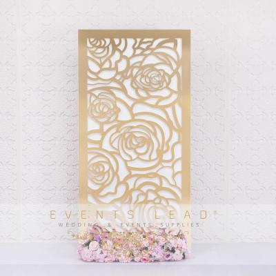 China Durable Frame Rose Pattern Exquisite FLORA Golden Backdrop Decor Panel Rectangle for sale