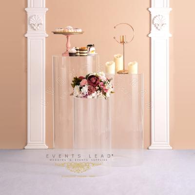 China Wedding Decoration Concise Clear Acrylic Aisle Stands DRUM Set Wedding Flower Racks for sale