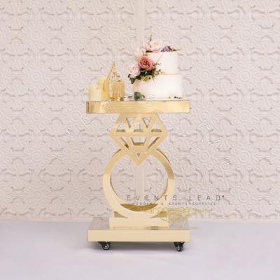 China Wedding Decoration PVC Diamond Ring Shape Gold Mirror HARMONIA Wedding Walkway Stand for sale