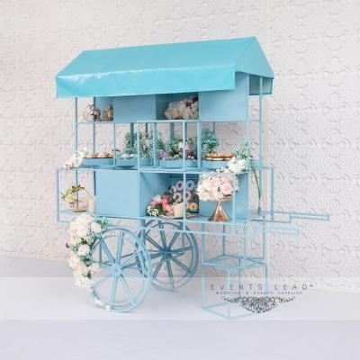 China Wedding Hot Iron RHEA Blue Dessert Cart New Design Decoration Sale Baby Shower for sale