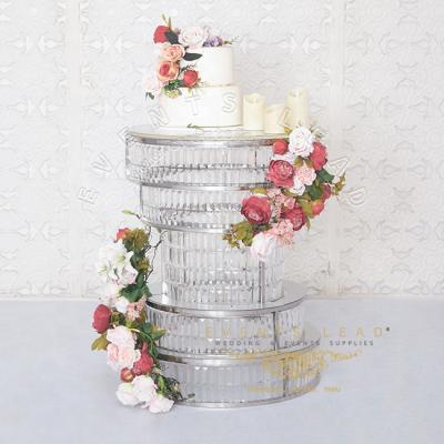 China Wedding Decoration Silver Stainless Steel Crystal Cake Table For Events New Item for sale