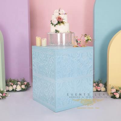 China Wedding Decoration Delicate Blue PVC With New Pattern Design Wedding Event Cake Table for sale