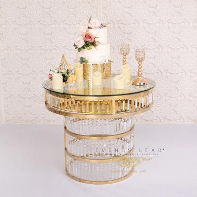 China Flexible Luxury Design CYBELE Crystal Cake Table Wedding Gold Stainless Steel New for sale