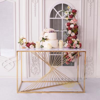 China Elegant Golden Stainless Steel Frame With With Top Hot Sale Stainless Steel Wedding Cake Table for sale