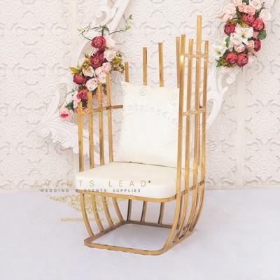 China Modern Golden Tube Wedding Throne Chair For Bride And Groom Luxury Furniture for sale