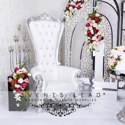 China Modern Luxury Bride and Groom CONSTANZA Throne Chair Event Furniture Silver Color for sale