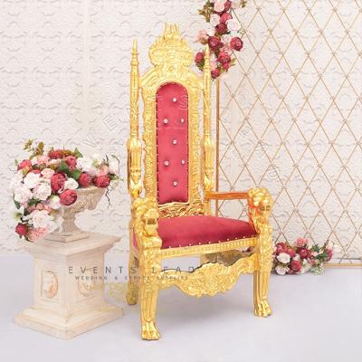 China Modern New Design Gothic Style Gold And Red Throne Chair Wedding King for sale