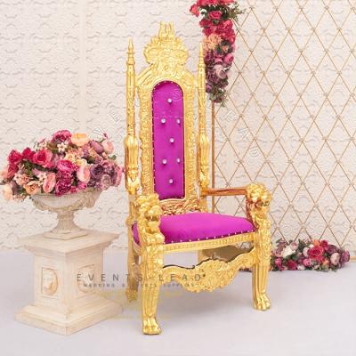 China Modern Gold Frame With Purple Cushion Hot Sale King And Queen Throne Chair for sale