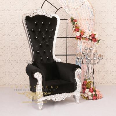 China Modern Stylish Wooden Silver Frame With Black Cushion Wholesale New King Throne Chair for sale