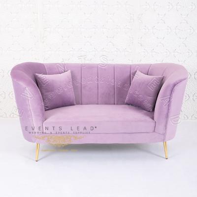 China Convertible silver frame with light purple velvet two seat sofa romantic wedding for sale