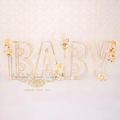 China Wedding Decoration Stainless Steel Gold BABY Letter Wedding Walkway Rack for sale