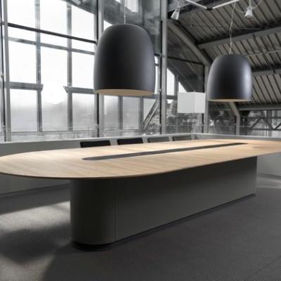 China Modern Look Bespoke Circle Shape Design Solid Outdoor Conference Table With Sound Box for sale