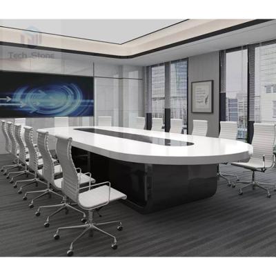 China Modern Beautifully Look Ring Shape Top Design Artificial Marble Conference Desk for sale