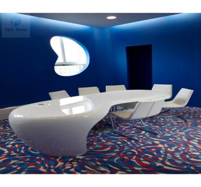 China Unique Modern Finish Design Unusual Common Surface Meeting Table Shaped Solid Conference Table for sale