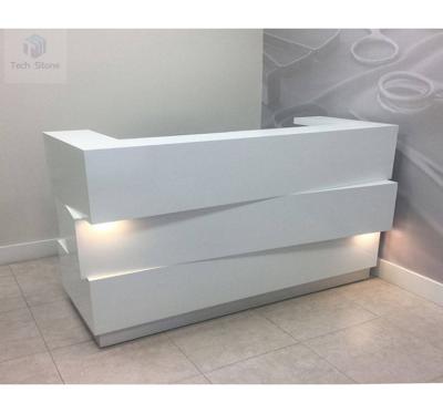 China Artistic Modern Look Modern Hair/Nail Salon Design CORIANS Solid Outdoor White Salon Front Desk for sale