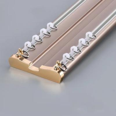 China aluminium double silent curtain rod and rails curtain rail rods for sale