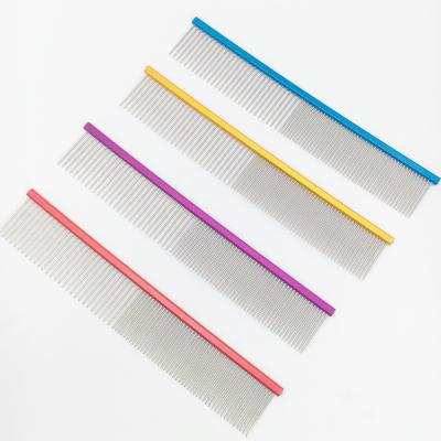 China stainless steel needle fine dog grooming metal comb dog hair comb for sale