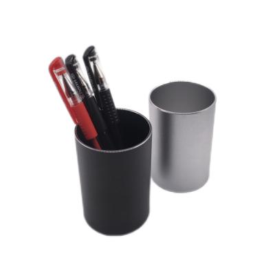 China Aluminum alloy round pen holder Desktop storage office metal pen holder for sale