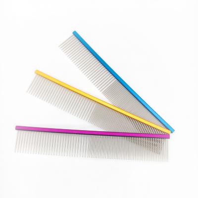 China Professional Lightweight Pet Hair Grooming Metal Stainless Steel Dog Cat Detangling Comb for sale