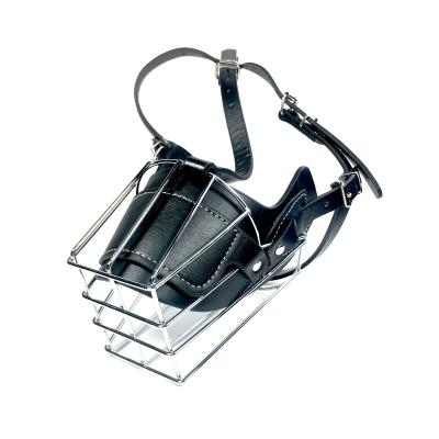 China Large Dog Anti-Bite Guard Muzzle with Stainless Steel Wire Cage and Adjustable Straps for sale