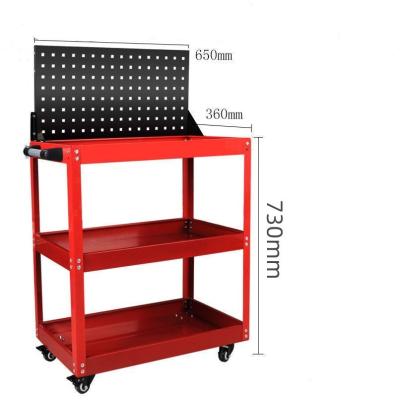 China Tool Cart black 3 Shelf Steel Service Utility Cart three-layer heavy duty auto repair tool trolley for sale