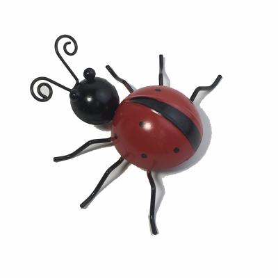 China Colorful cute metal ladybug Garden wall Art Deco Patio decoration Outdoor lawn wall sculpture for sale