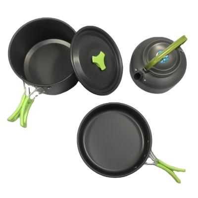 China Black Handle Aluminum Alloy Camping Cookware Set for Convenient Outdoor Meal Preparation for sale