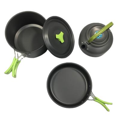 China 9 pcs cookware set outdoor camping kit pot camping cookware kit for hiking for sale