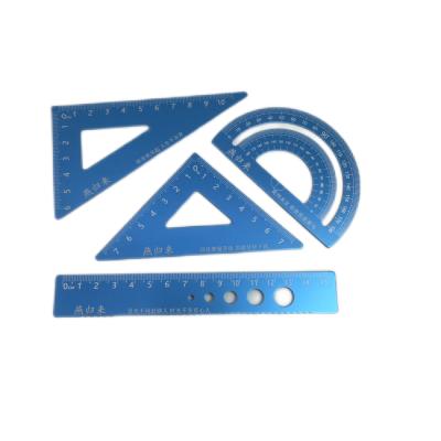 China New Design Metal Ruler Set Math Set Includes Protractor Triangle Rulers Straight Rulers For School for sale