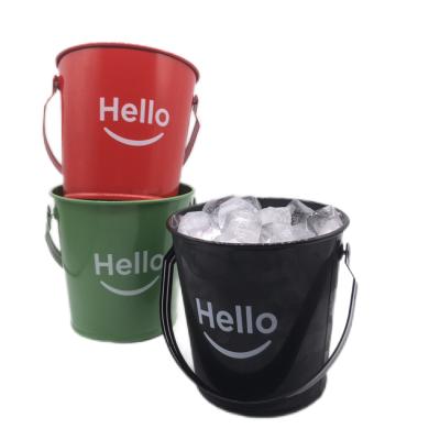 China Promotional Recyclable  Decorative Metal Ice Buckets Galvanized Iron Ice Buckets Pail for sale