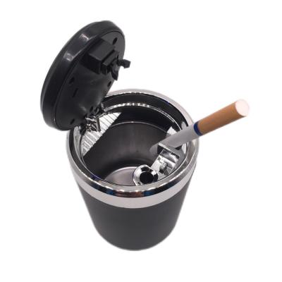 China Inflaming Retarding Car Ashtray Cup Holder with LED Lighter Portable Detachable Metal for sale