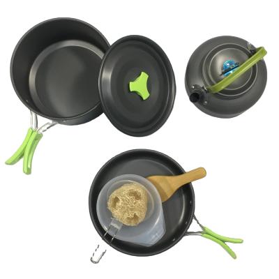 China Portable Outdoor Hiking Backpacking Cookware Pots Pans Kettle Set with Customized Size for sale