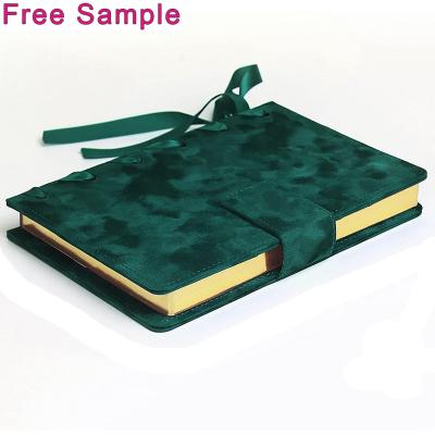 China 2022 Mini Custom Velvet Notebook Wedding Planners Guest Book with Ribbon for sale