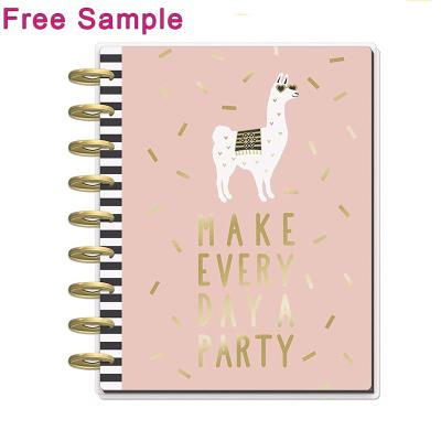 China 2022-2023 Hardcover Custom Printing Cute Vintage Journal Organizer Diary Spiral Notebook A5 Disc Limit Happy Planner for sale