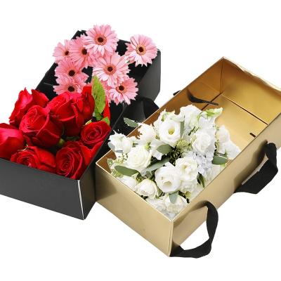 China Recycled Custom Valentine'ines Day Gift Box Wedding Gift Box Paper Materials Flower Clear Window With Handle for sale