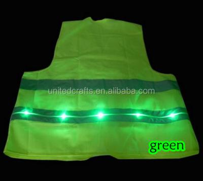 China High Visibility Safety Vest Clothing 100% Polyester With Pockets And Zip Led Lightweight for sale