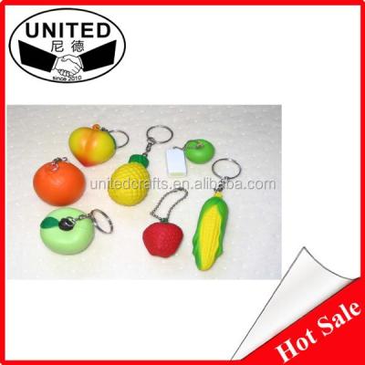 China Non-Toxic High Quality Cheap Foam Fruit Toy PU Key Chain for sale