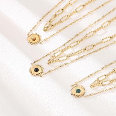 China 2021 TRENDY Popular Chain Collections With Sun Pendant Necklace Gold Plated for sale