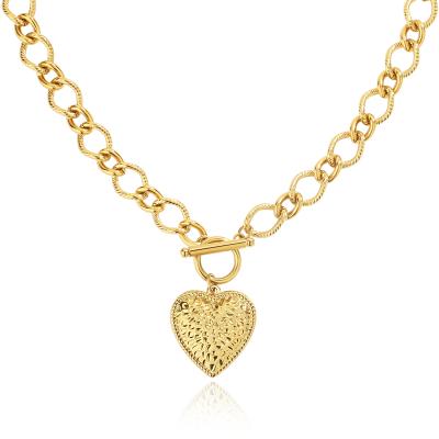 China France FASHIONABLE hot selling stainless steel chunky chain necklace with heart pendant for sale