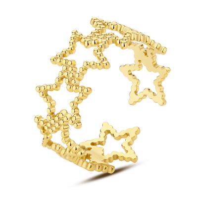 China Amazon CLASSIC Adjustable Single Stackable Stainless Steel Love Heart Star 18k Gold Plated Non Tarnish Rings Women for sale