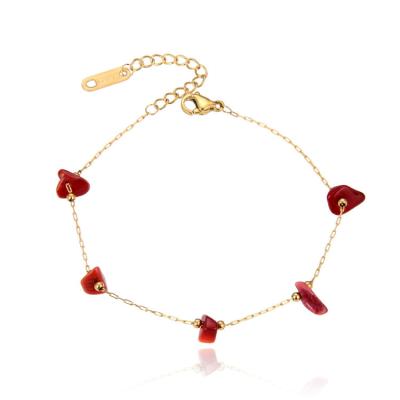 China 2021 New BOHEMIA Design Women Red Stainless Steel Gemstone Bracelet Jewelry for sale