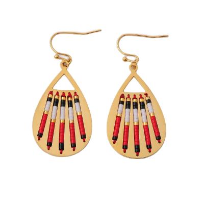 China Unique BOHEMIA stainless steel water drop shape earring seed miyuki beads for sale