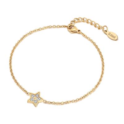 China TRENDY INS Influencer Fashion Zircon Charm Bracelet 18K Gold Plated Jewelry 17cm Plus 3cm Extra Chain for sale