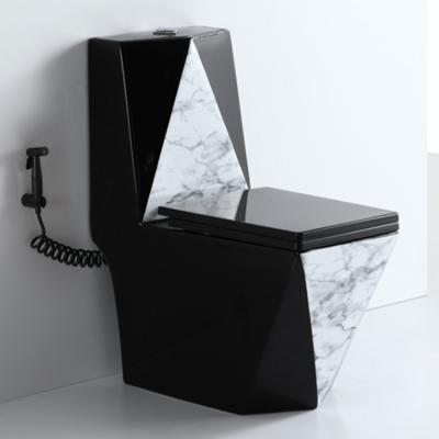 China Chinese One Piece Matte Double-Flow Bathroom Toilet Black WC for sale