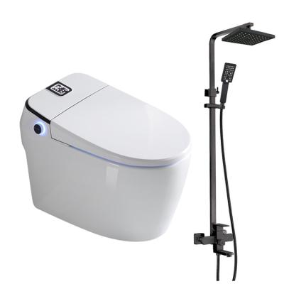 China Modern Sanitary Ware Automatic Operation Bathroom Black Color Automatic Toilet Smart Toilet Shower Set for sale